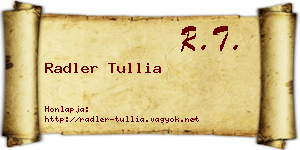 Radler Tullia névjegykártya